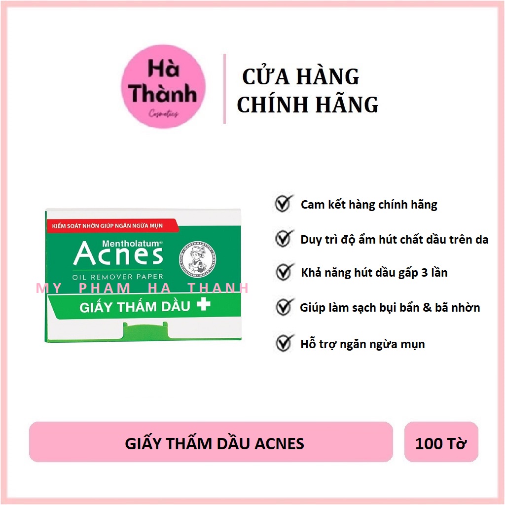 Giấy Thấm Dầu Acnes Oil Remover Paper (100 tờ), Kiếm Soát Nhờn Ngăn Ngừa Mụn