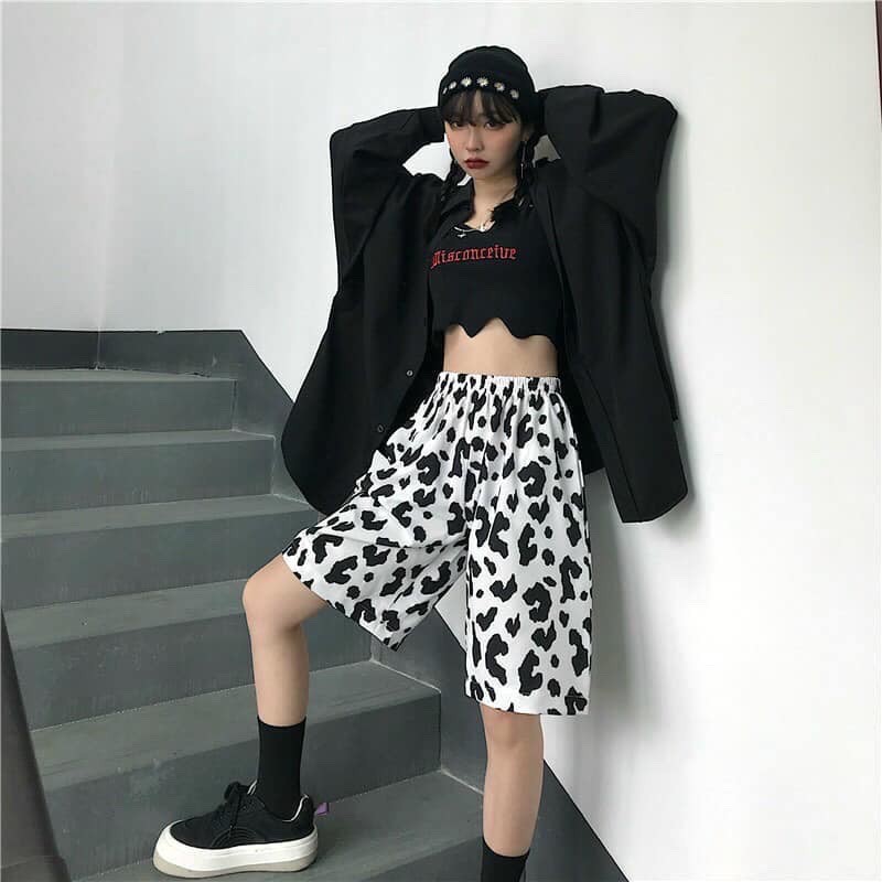 Quần Short Đùi Bò Sữa Trơn Unisex ống rộng dáng suông cạp chun lưng cao  Quần đùi loang ulzzang freeship  sale