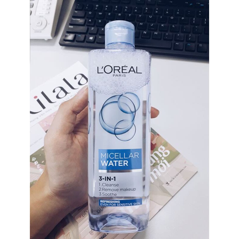 Nước Tẩy Trang Loreal Paris 3 in 1 Micellar Water Refreshing 400ml Tươi Mát