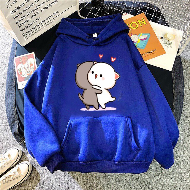Áo hoodie mũ Mèo ôm nhau nhiều màu, Áo nỉ Unisex from rộng, Chất nỉ ấm mặc không xù, thiết kế phong cách - MODY