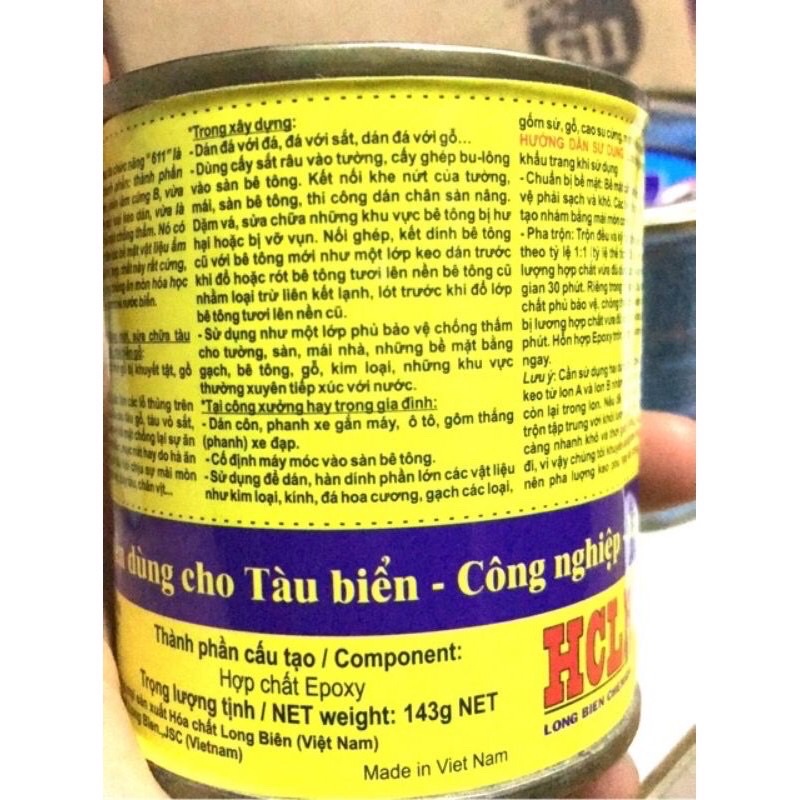 Bộ keo dán đá, nhựa, gỗ, kim loại Epoxy 611 A và B Multi Purpose