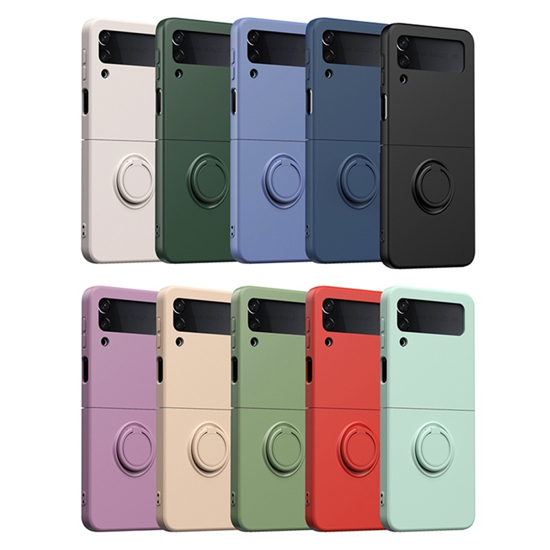 Ốp Điện Thoại Silicone Lỏng Chống Sốc Có Vòng Nhẫn Cho Samsung Galaxy Z Flip 3 5G Z Flip 4