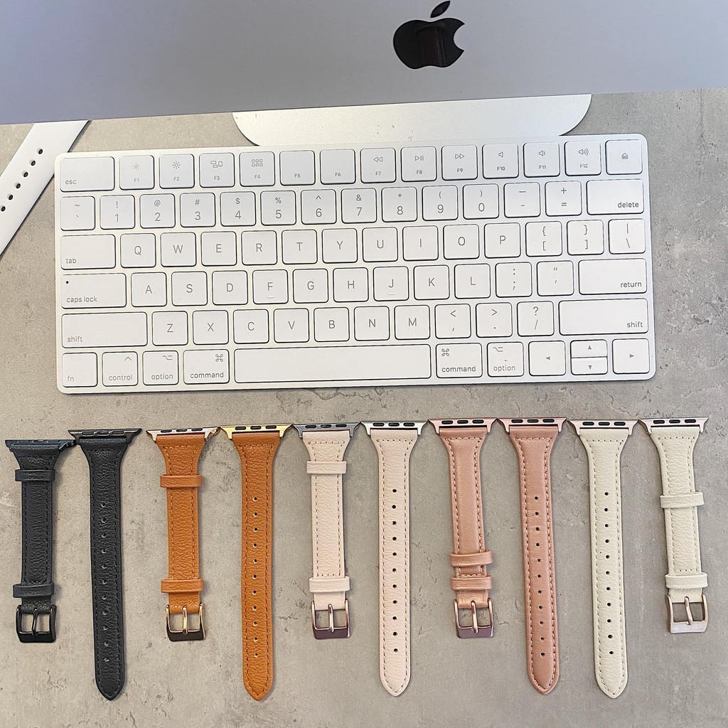 Dây Đeo Da Bản Nhỏ Khóa Vuông Nữ Cho Đồng Hồ Thông Minh Apple Watch Series 6 5 3 4 2 Se