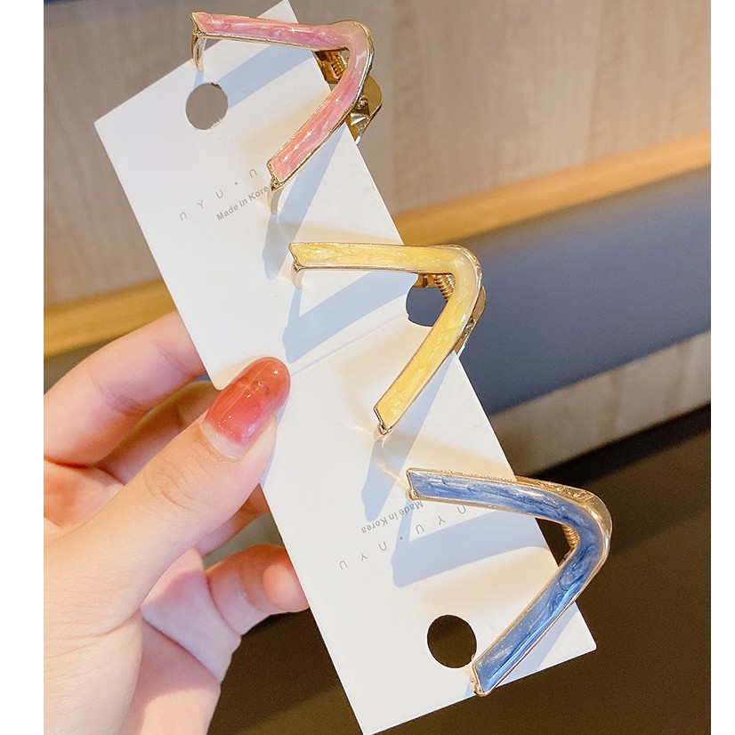 Kẹp Tóc Hình Chữ V Cỡ Lớn Phong Cách Hàn Quốc