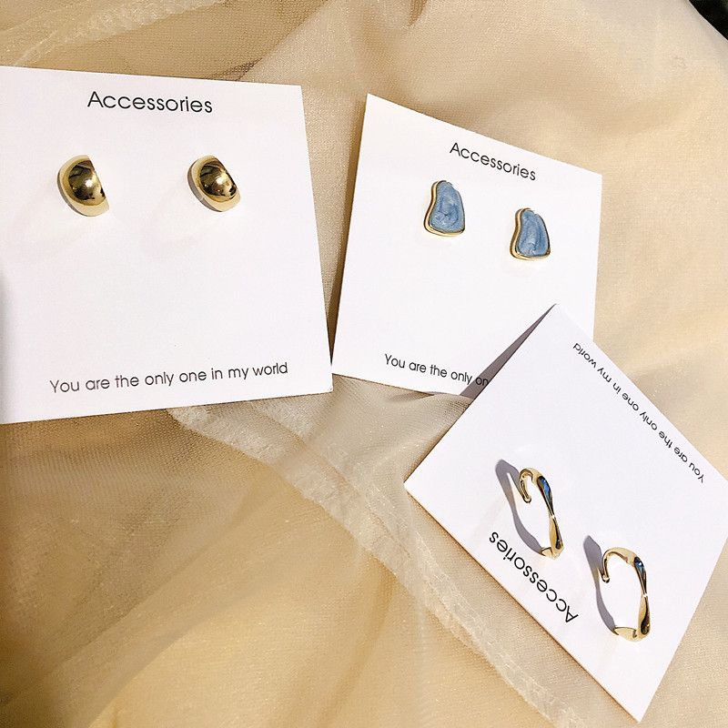 Set 6 Khuyên Tai Hình Giọt Nước Phong Cách Hàn Quốc