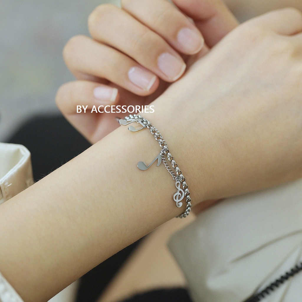 Lắc tay titan xích phối nốt nhạc không gỉ WB2109