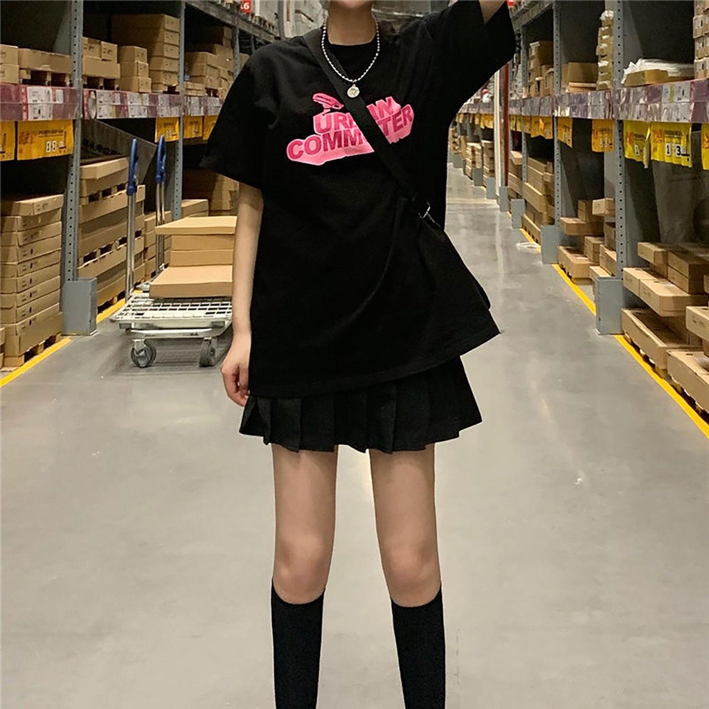 Áo thun tay ngắn dáng rộng 100% cotton in họa tiết chữ thời trang mùa hè dành cho nữ