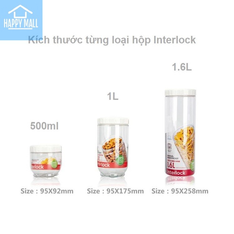 Bộ 3 hộp nhựa Interlock 3 dung tích Lock&Lock (1.6L+500ml+1L)