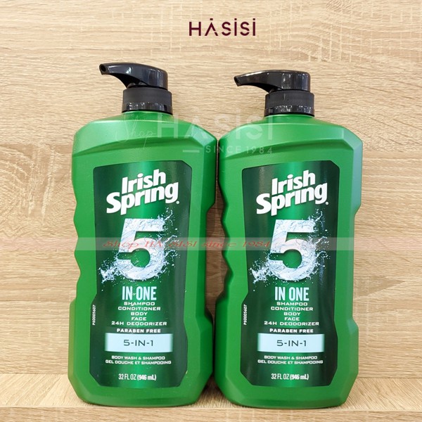 Gel Tắm Gội Xả IRISH SPRING - 5in1 Body Wash &amp; Shampoo 946ml