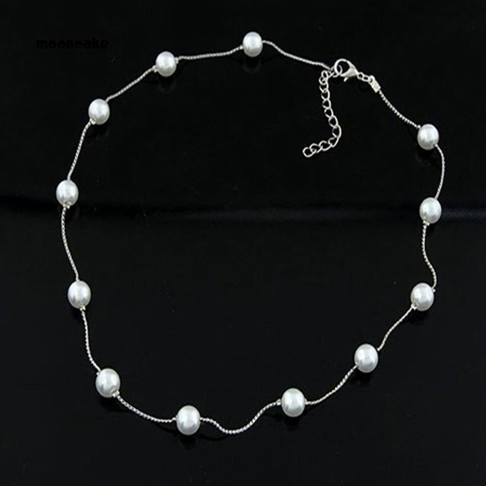 Vòng cổ choker đính ngọc trai nhân tạo thời trang