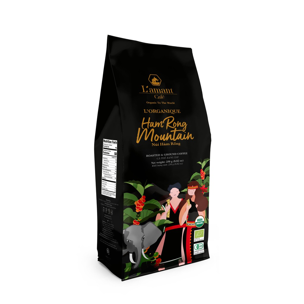 Cà phê hữu cơ núi Hàm Rồng 250gr - L'amant Café Organic Ham Rong Moutain