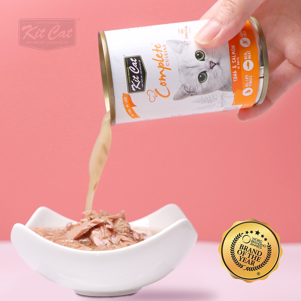 Pate lon Kit Cat thịt hộp nước sốt gà xé / cá ngừ 150g cho mèo