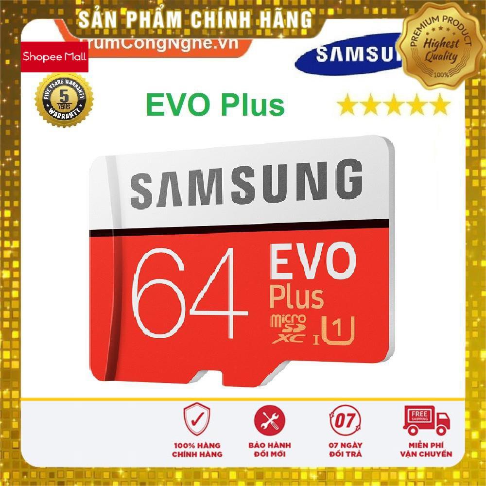 [Mã ELFLASH5 giảm 20K đơn 50K] Thẻ nhớ 64GB Samsung Plus Class10 100Mb/s Tốc độ cao