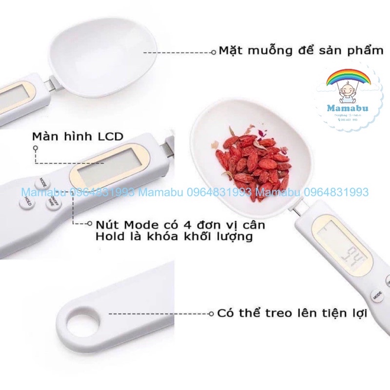 Thìa Cân Điện Tử Tiểu Ly Cân Đong Gia Vị Nguyên Liệu Làm Bánh Và Đồ Ăn Dặm Cho Bé Từ 0.1g Đến 500g Mamabu