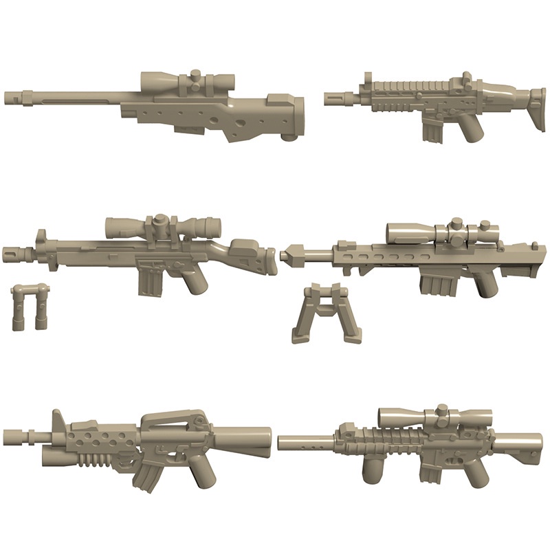 Một Vỉ Trang Bị Vũ Khí Màu Vàng Cát Cho Các Mẫu Nhân Vật Người Lính NO.1385 - Đồ Chơi Lắp Ráp Phụ Kiện MOC Army