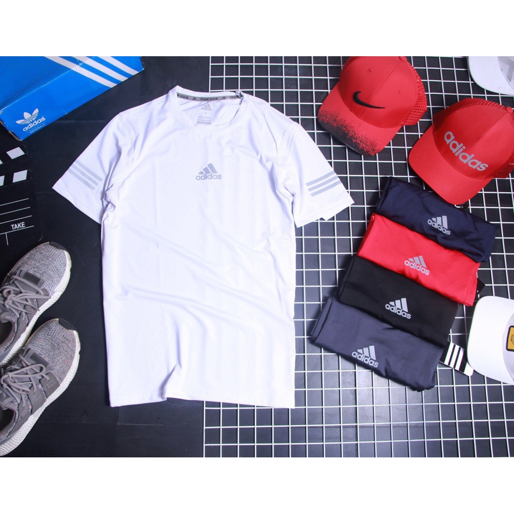 [Sale 27/03]  Áo Thun Tập Gym, Chơi Thể Thao Nam Thun Co Giãn - Adidas- Phúc Gym Store