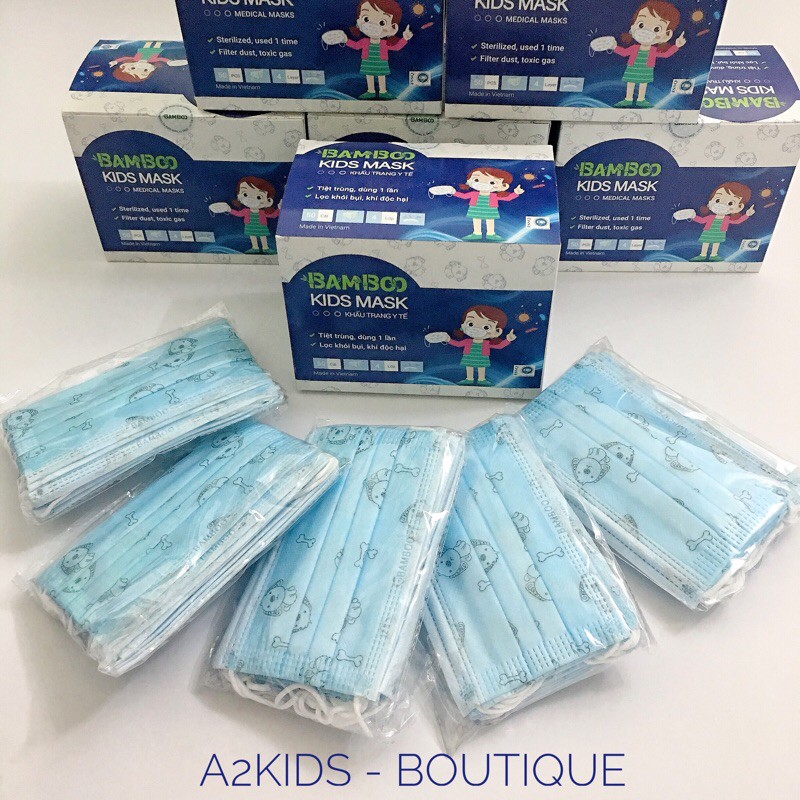 Khẩu trang y tế 4 lớp kháng khuẩn BAMBOO họa tiết nghộ nghĩnh dễ thương cho bé