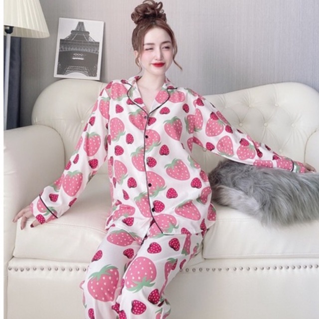 Đồ Ngủ Pijama Bigsize  Tay Dài  50-100kg  Đồ Mặc nhà Cao Cấp Cổ Sen Sang trọng cho nữ