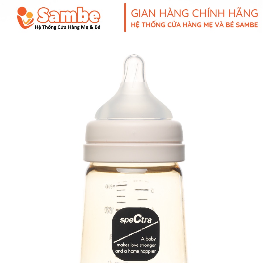 Bình Sữa PPSU Cổ Rộng Spectra 260ml Thân Bình Màu Vàng/ Xanh Đen