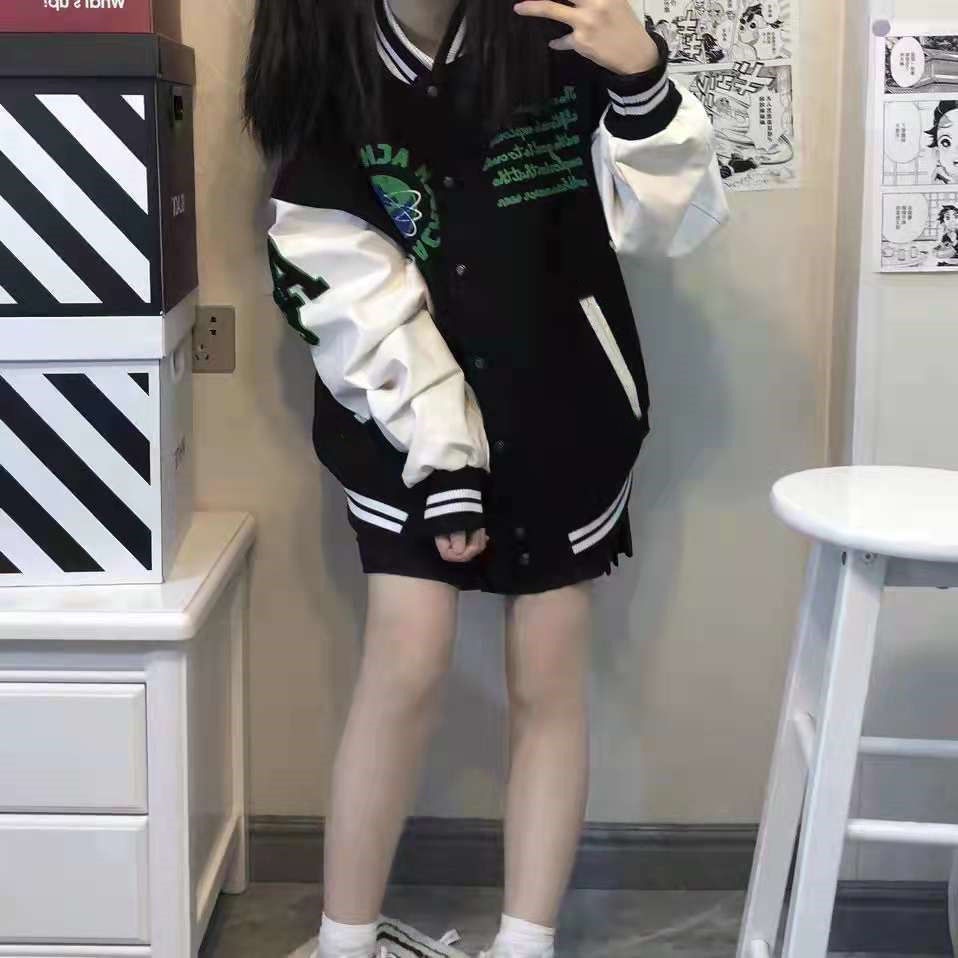 Áo Khoác Bóng Chày Dáng Rộng Phong Cách Mỹ Thời Trang Mới Cho Cặp Đôi