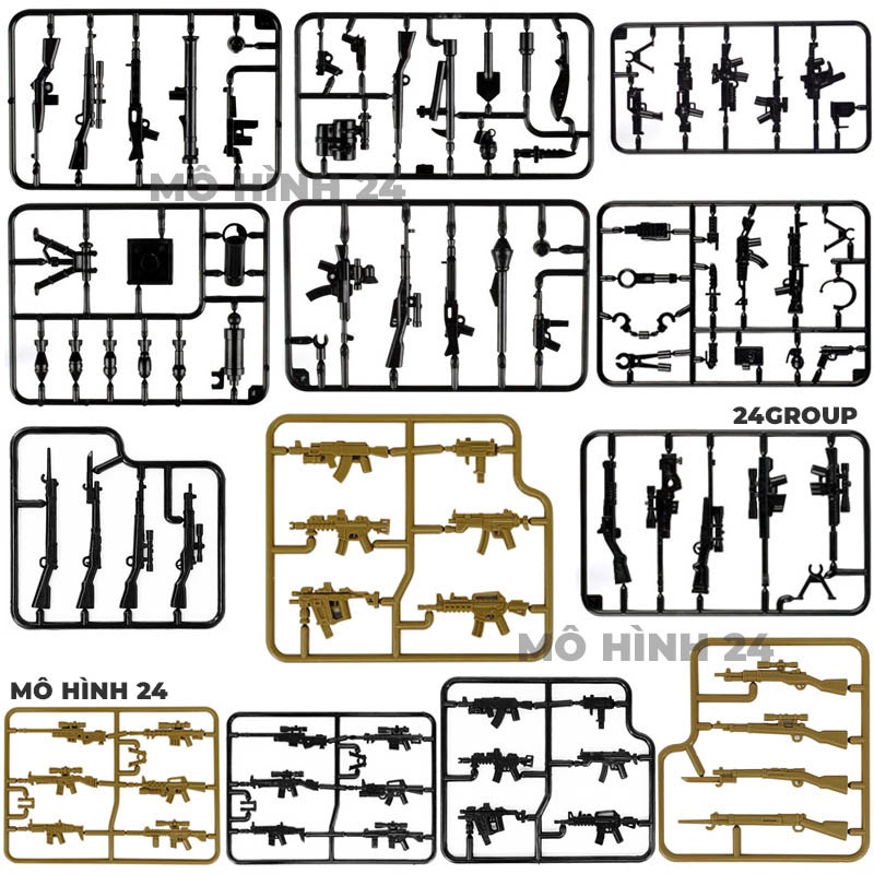 đồ chơi vỉ phụ kiện MOC Army Vũ Khí Vỉ Súng lắp ráp minifig và non-lego mô hình sáng tạo trang trí quân đội cảnh sát