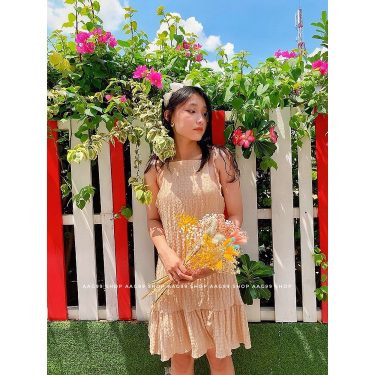 Đầm yếm , cột nơ vai , hot hit 2022 - Ảnh Thật - AAG99 Shop