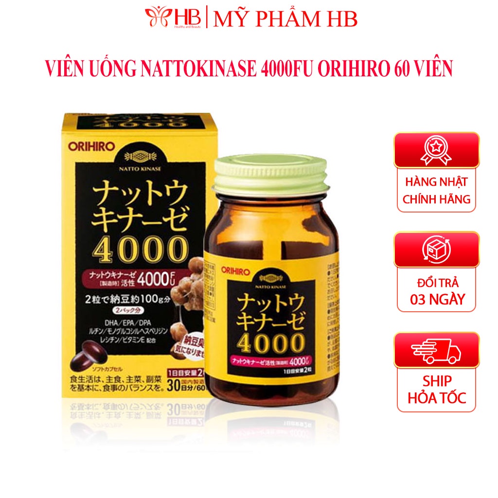 Viên uống natto orihiro 4000 FU 60 viên, natto nhật nâng cao sức khỏe cho não bộ