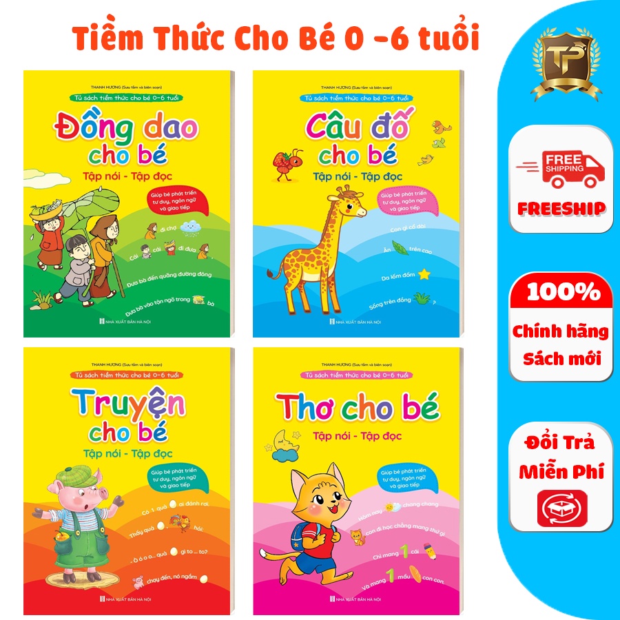 Sách - Combo Tiềm Thức Cho Bé 0-6 Tuổi Tập NÓI, TẬP ĐỌC: Đồng Dao - Thơ - Truyện - Câu Đố Kèm File Đọc QR Code(4 Cuốn)
