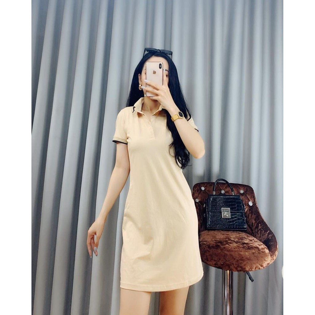 Váy Polo Nữ Cotton 4 Chiều Cao Cấp [Freeship] Đầm Nữ Cổ Bẻ Ngắn Tay Dáng Ôm Body (Hình Thật Shop Chụp)