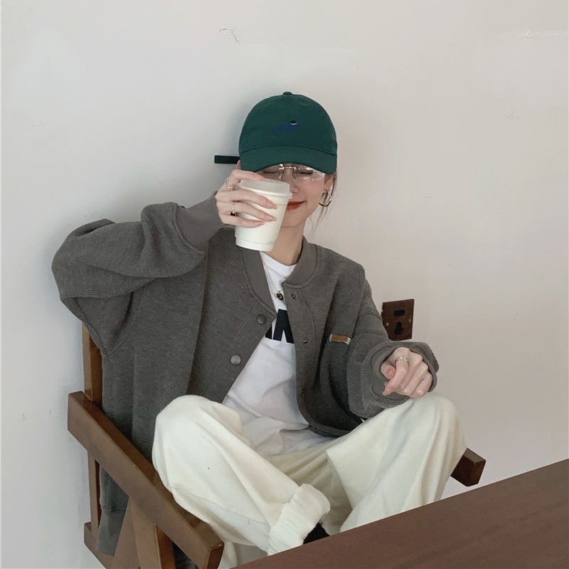 Áo khoác bóng chày tay dài phong cách Retro xuân thu mới cho nữ