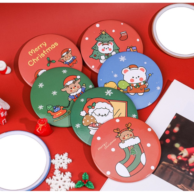 Cartoon Christmas Small Mirror Cute Mini Portable Make-up Mirror Girls Portable Mirror