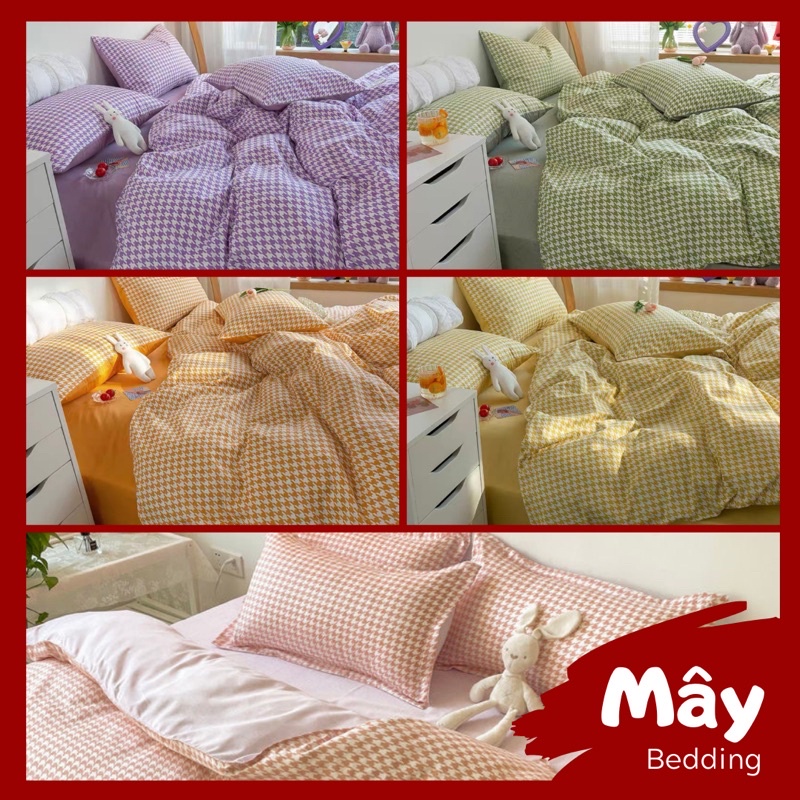▪✟☞Bộ chăn ga gối Cotton Poly họa tiết ziczac màu tím xanh lá cam vàng hồng MÂY BEDDING đủ kích thước nệm