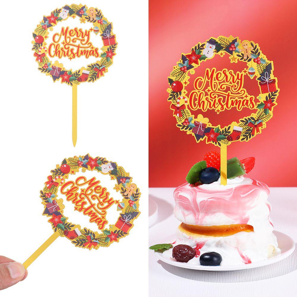 1 Que Cắm Trang Trí Bánh Kem Bằng Acrylic Phong Cách Giáng Sinh DIY