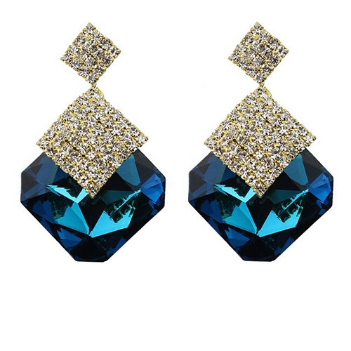 Đôi khuyên tai dài đính đá phong cách thời trang cho nữ