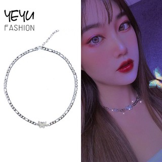 Vòng choker sợi xích phối mặt hình bướm đính đá lấp lánh thời trang