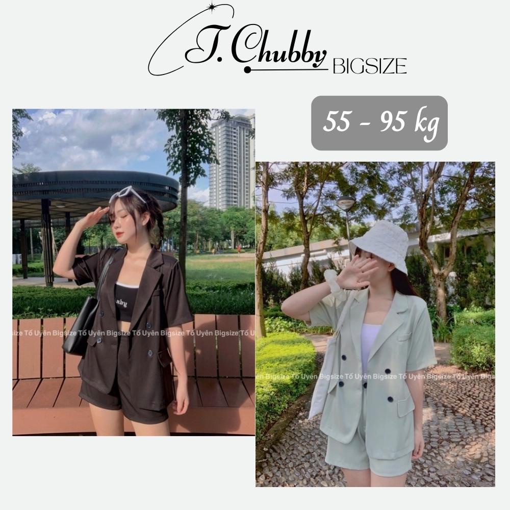 Set vest nữ bigsize (55-95kg) áo cộc tay, quần short đùi, có đệm vai mặc chuẩn from -T.Chubby Bigsize