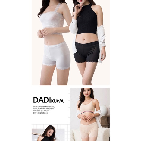 Quần Lót Bảo Hộ Vải Lụa Mỏng Không Đường May Viền Ren Thời Trang Cao Cấp Cho Nữ