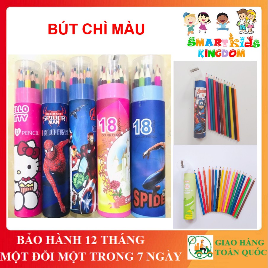 Bút Chì Màu Cao Cấp Dạng Cốc 12/18 Màu (Tặng kèm gọt bút chì)