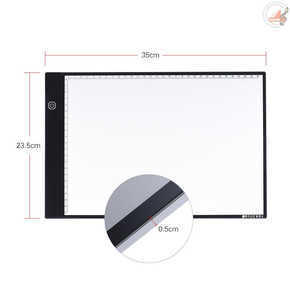 Portable A4 LED Light Box Drawing Tracing Tracer Copy Board Table Pad Panel Copyboard with 3-mode Brightness Black Edge Scale for Artist Animation Sketching Architecture Calligraphy Stenciling
