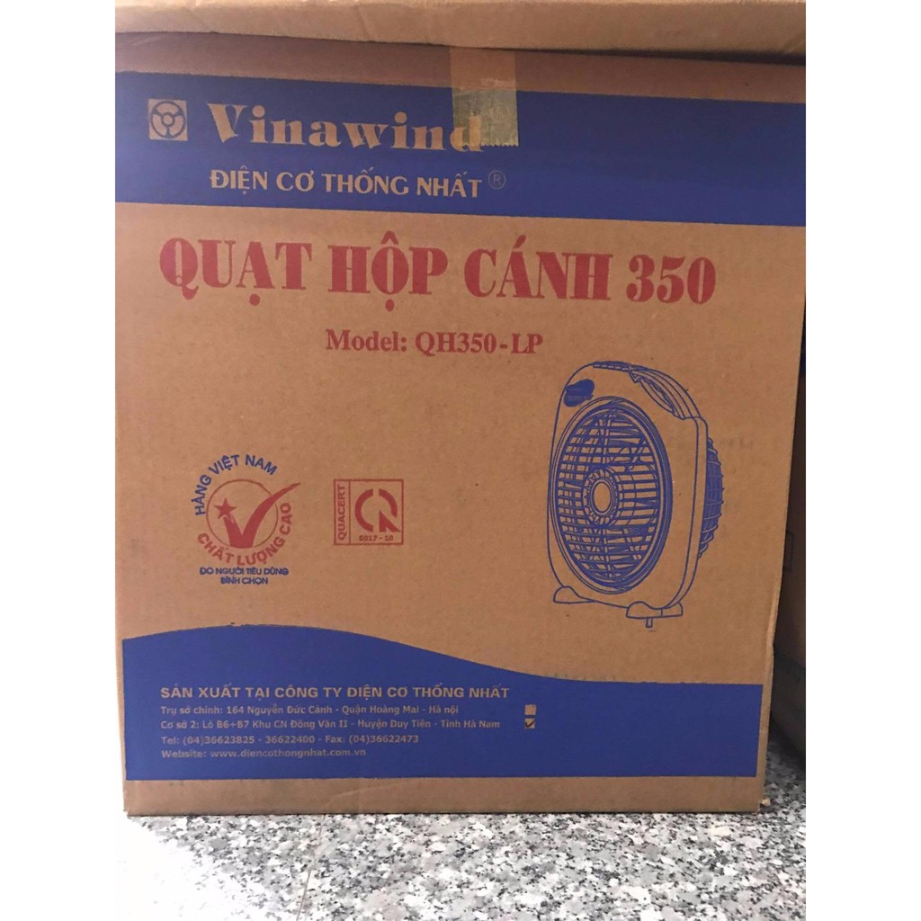 Quạt hộp Điện cơ Thống Nhất Vinawind cánh 350 có công tắc tự ngắt khi quạt đổ QH350-LP