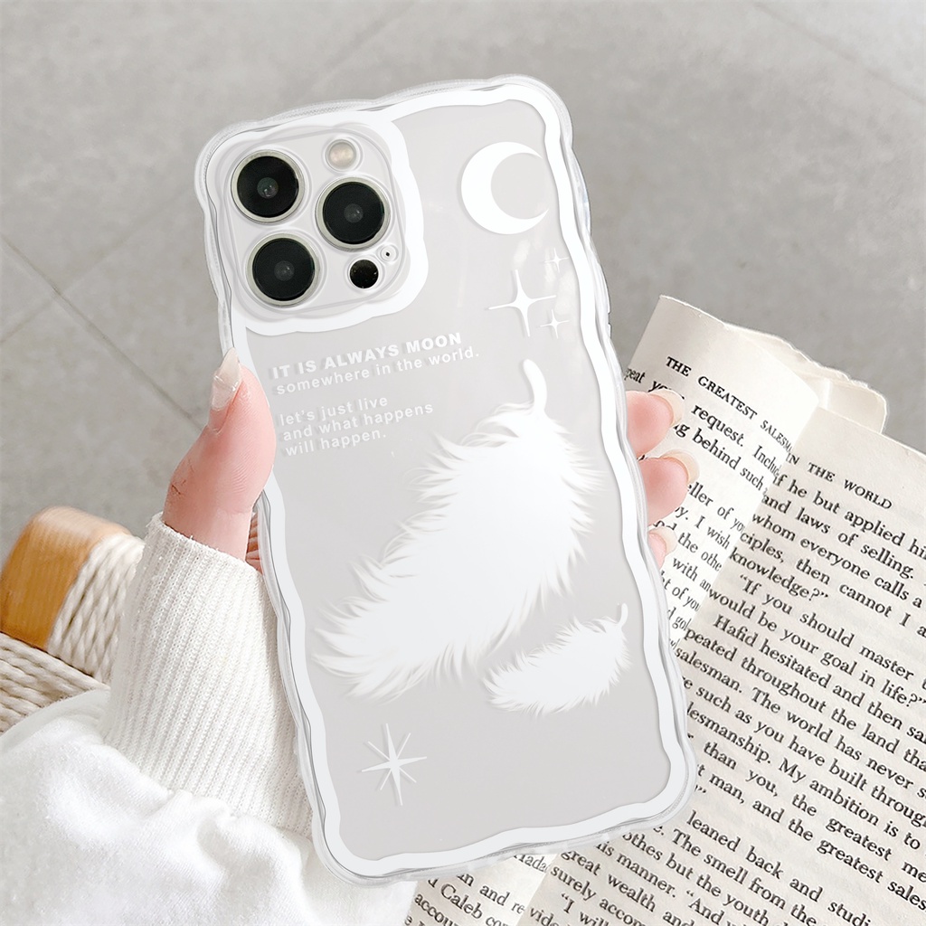 Ốp lưng iphone trong lượn sóng lông vũ 6/6plus/6s/6splus/7/7plus/8/8plus/x/xs/11/12/13/14/pro/max/promax/plus/shin/case