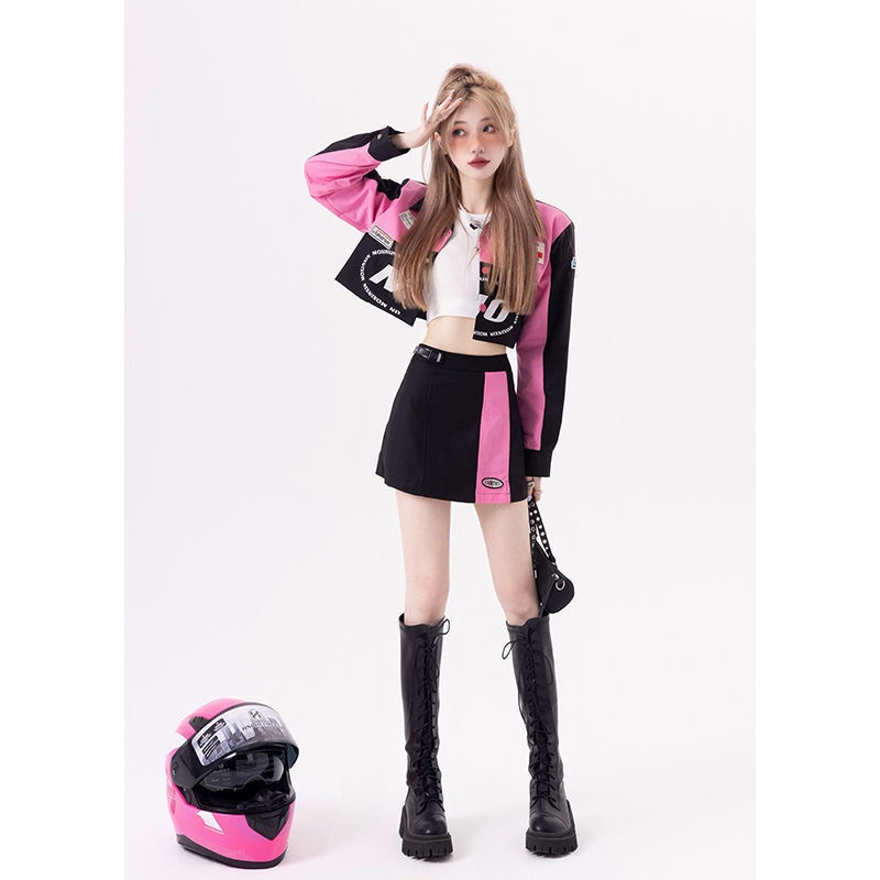 Autumn Fashion Women's Long Sleeve Coat + High Waist Skirt Set