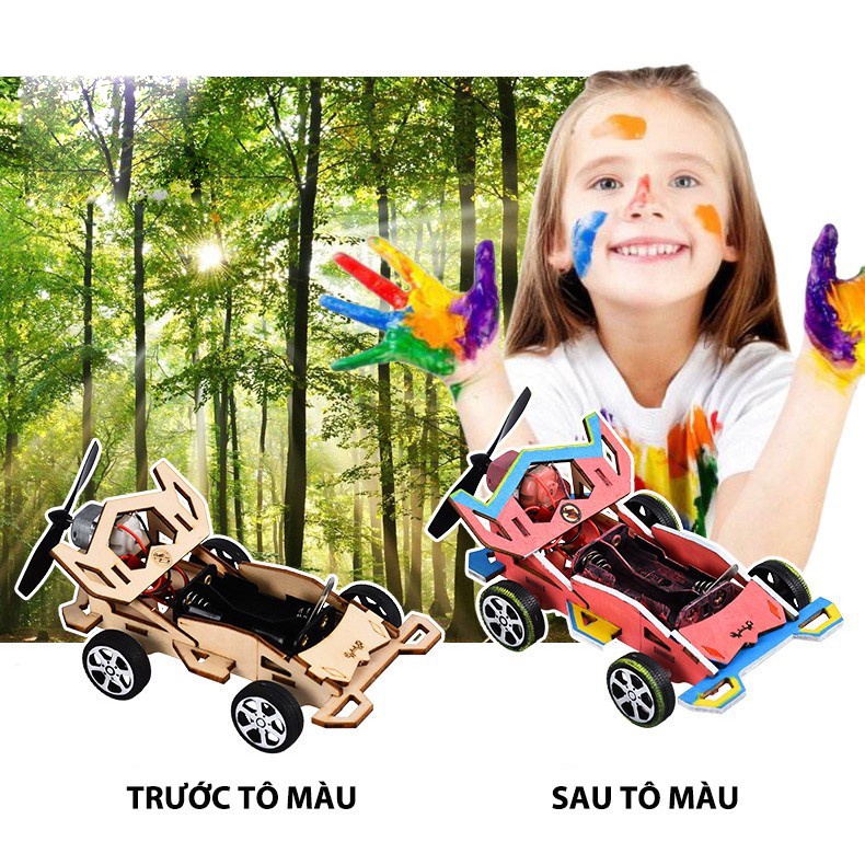 Xe Oto Đua Điều Khiển Từ Xa, Đồ Chơi Khoa Học Stem Tự Làm Bằng Gỗ – Diy Wood Steam