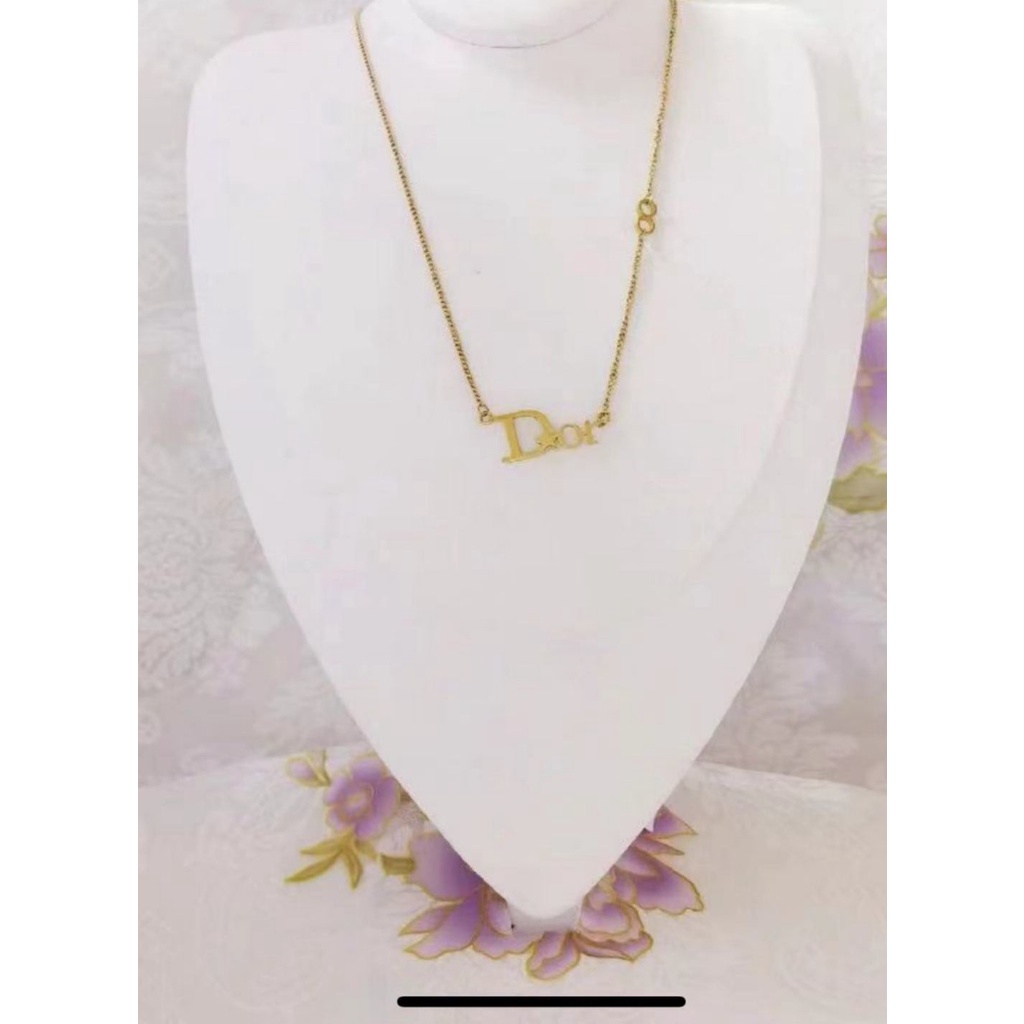 Vòng cổ Thép Titan Mặt Logo Dior Sang Trọng Cho Nam Nữ