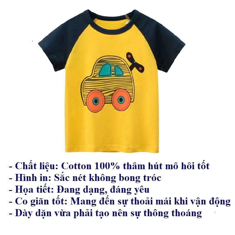 Áo phông bé trai cộc tay hàn quốc mùa hè thời trang trẻ em 2 đến 7 tuổi SKIDS