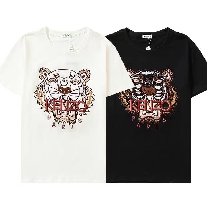 Áo Thun Ngắn Tay Thêu Hình Hổ Thời Trang Unisex