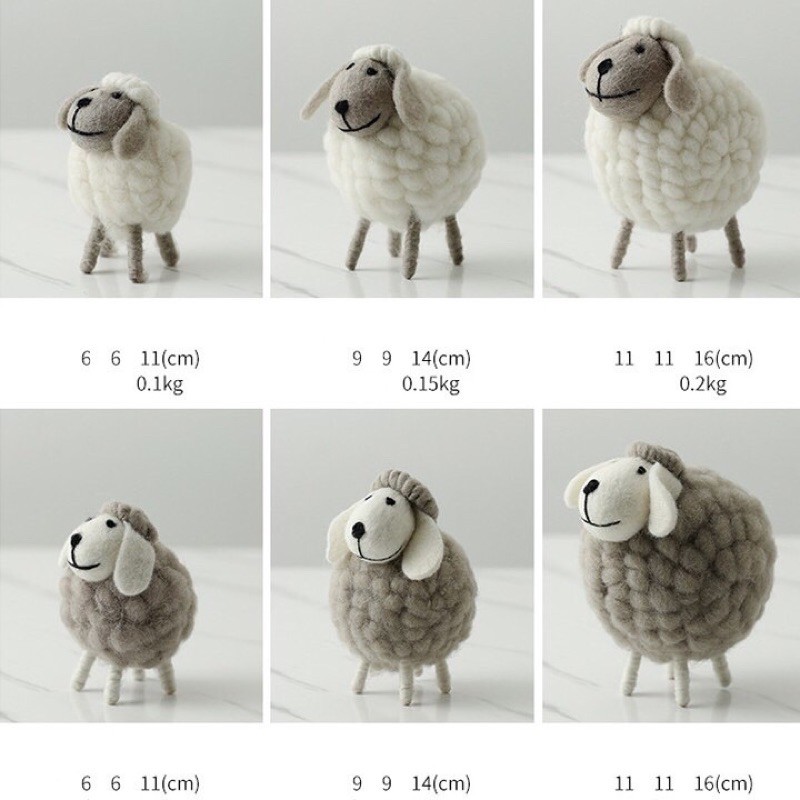 Bộ gia đình nhà cừu bằng len 3 con đáng yêu , Decor để bàn ngộ nghĩnh &amp; quà tặng sinh nhật, quà cho bé