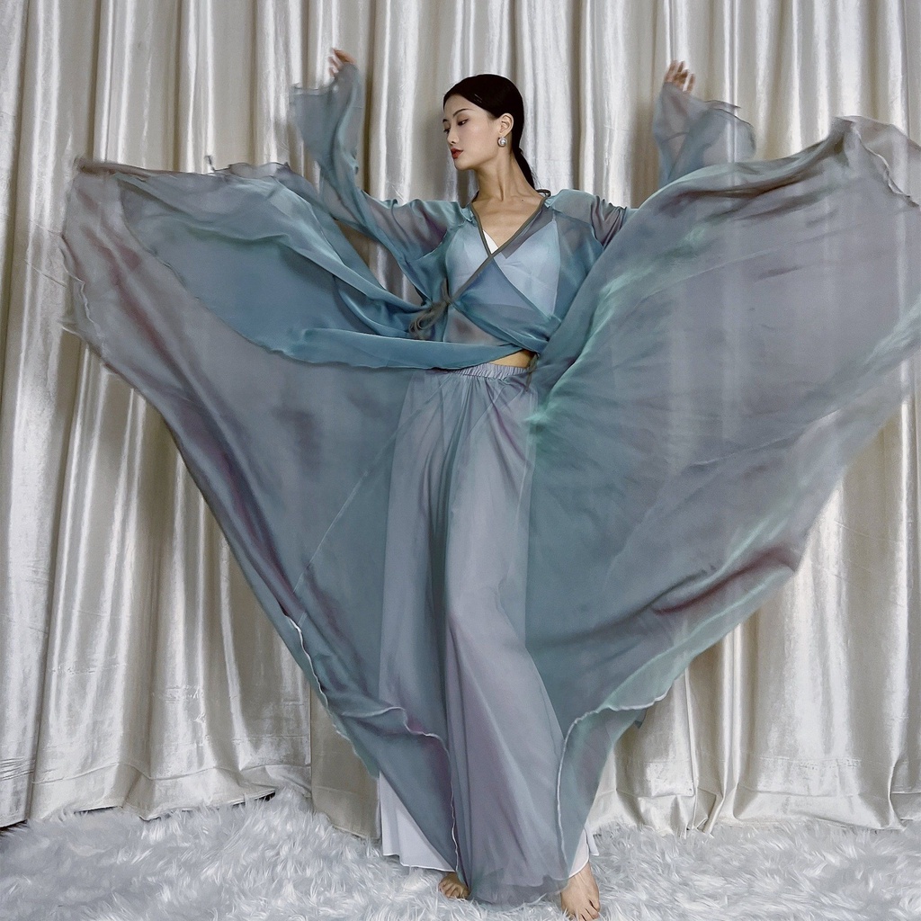 [M &amp; E] Chân Váy Xòe Múa Sân Khấu Kiểu Dân Tộc Trung Hoa Cổ Điển Màu Xanh Ngọc Lam Và Rắn Cỡ Lớn