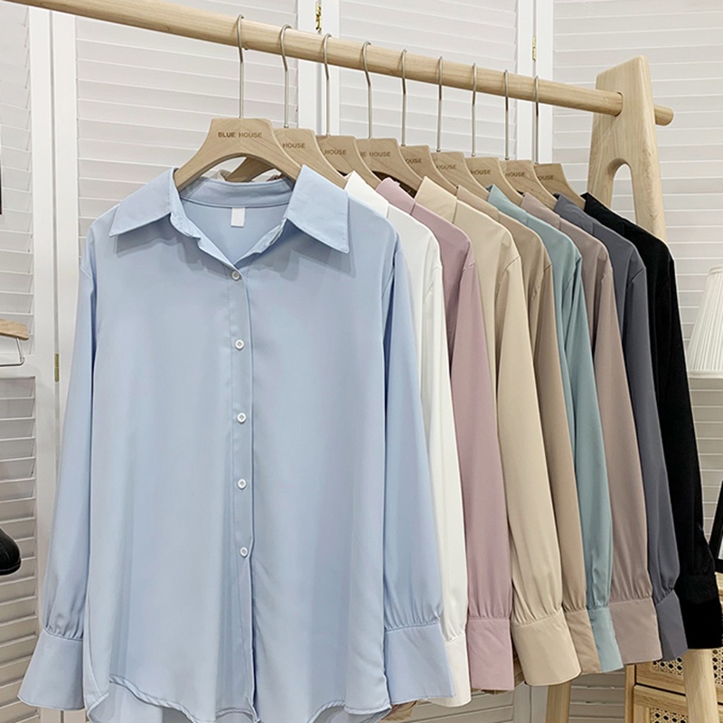 Áo Sơ Mi Nữ Basic Nhiều Sắc Màu Dài Tay From Rộng Phong Cách Hàn Quốc Thời Trang Sugal SO MI NU 007