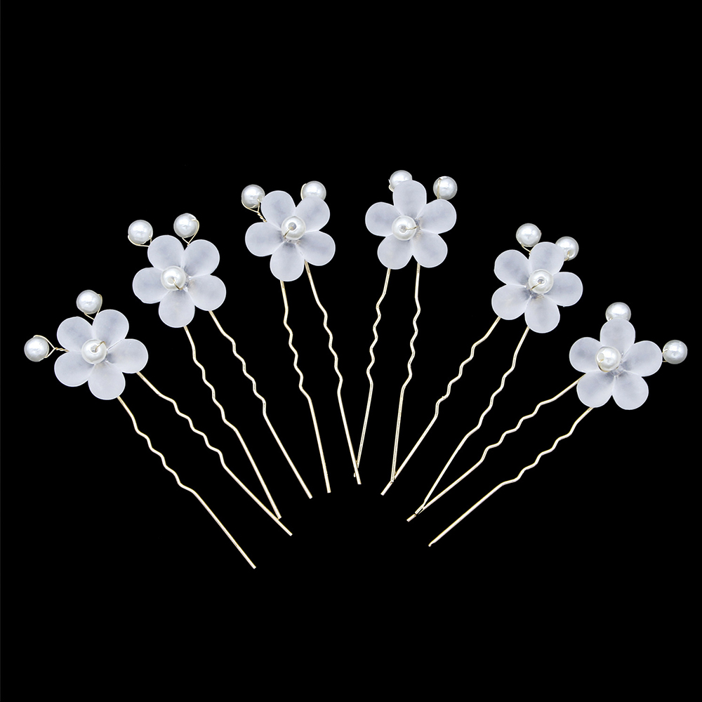 Bộ 6 Trâm Cài Tóc Chữ U Đính Ngọc Trai Xinh Xắn Cho Cô Dâu